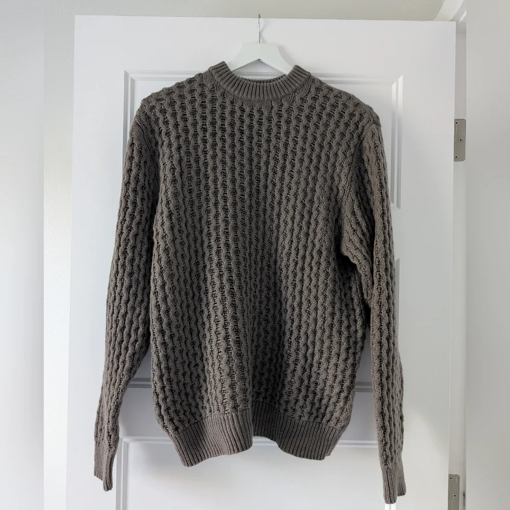 NAADAM Taupe Cashmino Honeycomb Crewneck Sweater